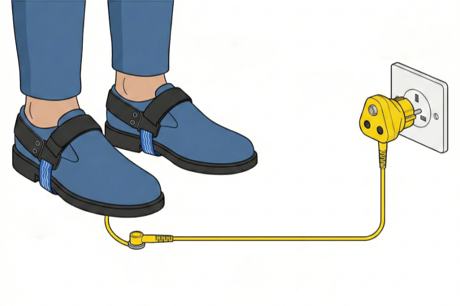 Schema branchement kit mise à la terre pour tapis esd